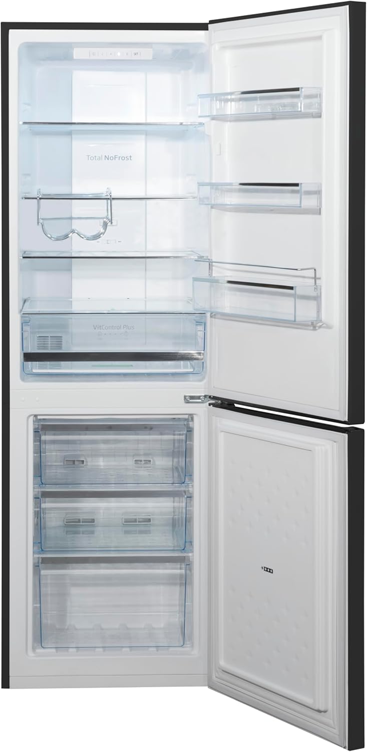 Amica Kühl Gefrierkombination freistehend mit Total NoFrost 170 x 54 cm VitControlPlus Schublade elektronische Steuerung Superkühlen und Supergefrieren - schwarze Edelstahloptik