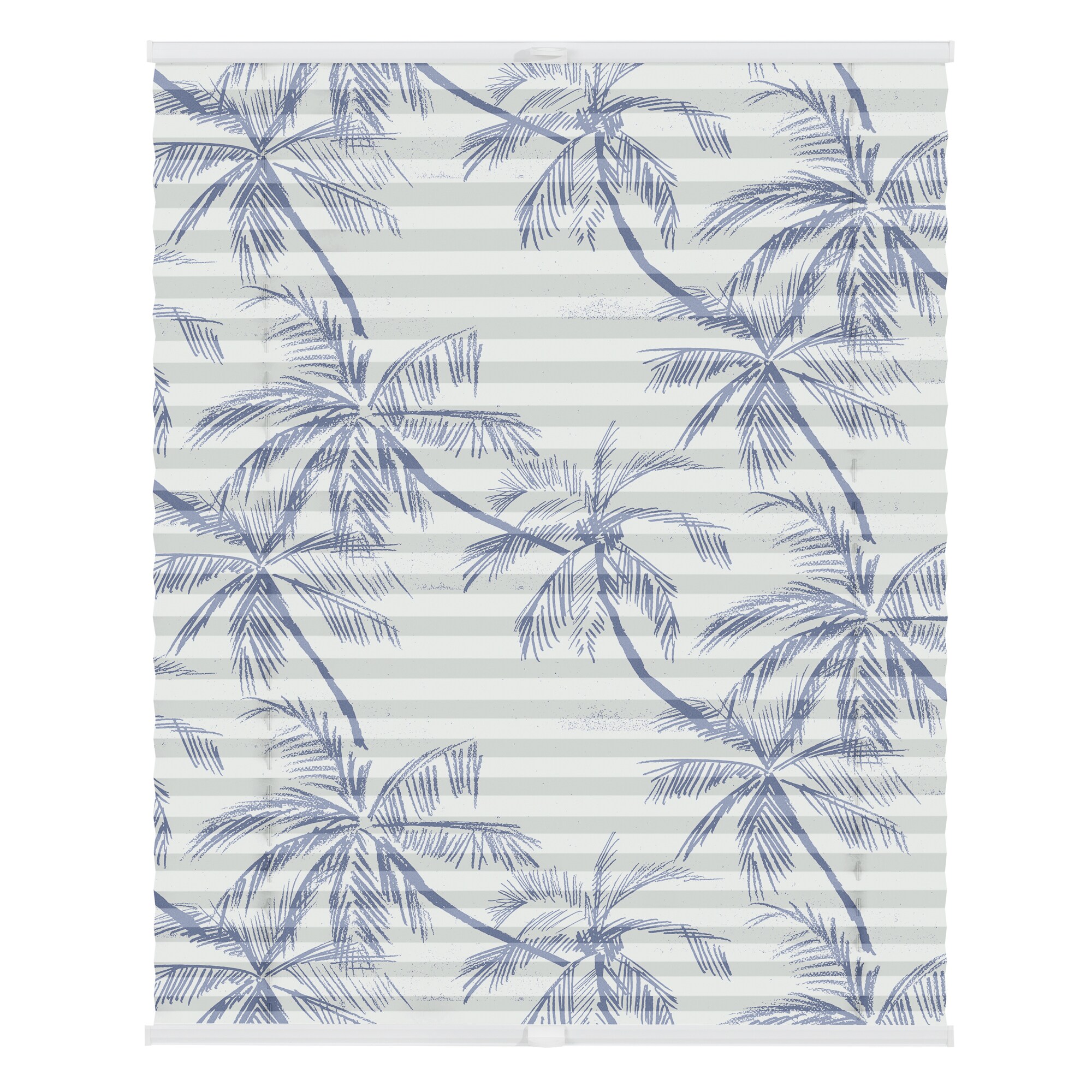 Lichtblick Plissee Klemmfix, ohne Bohren, blickdicht, Blueprint Palms - Blau