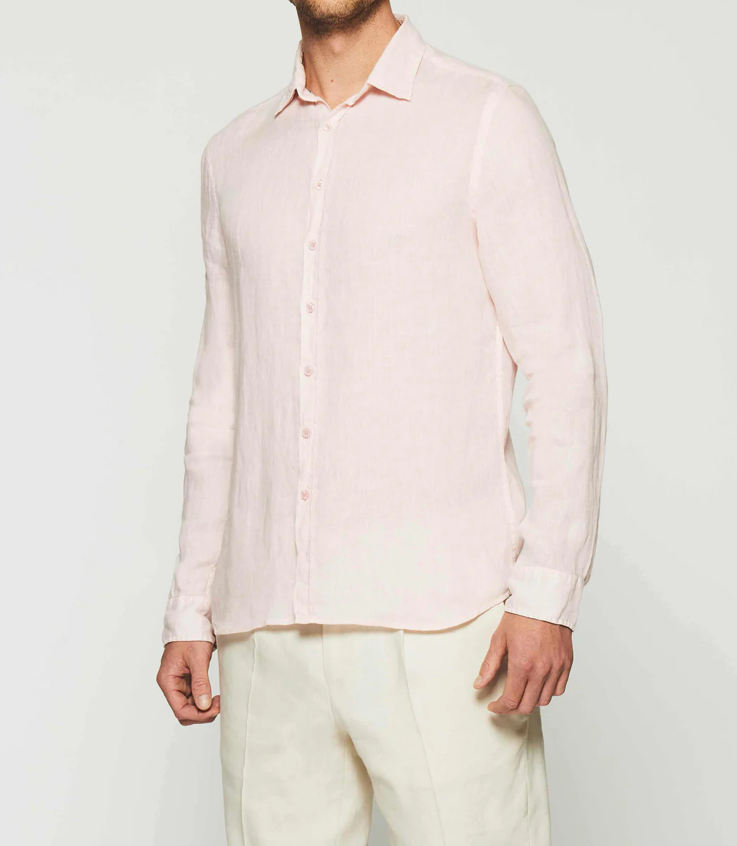 Chemise unie en lin rose KISS