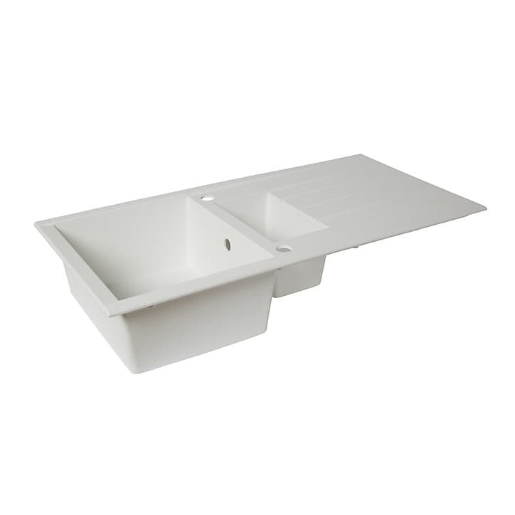 Évier en résine blanche mate 1,5 bacs à encastrer Ising
