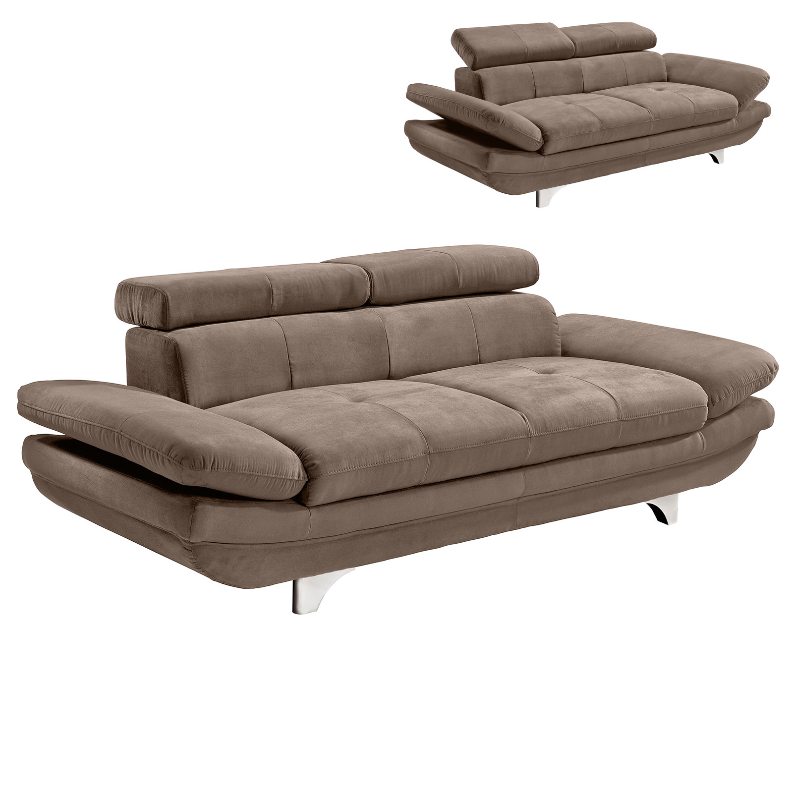 2-Sitzer Sofa - braun - mit Armlehnenverstellung