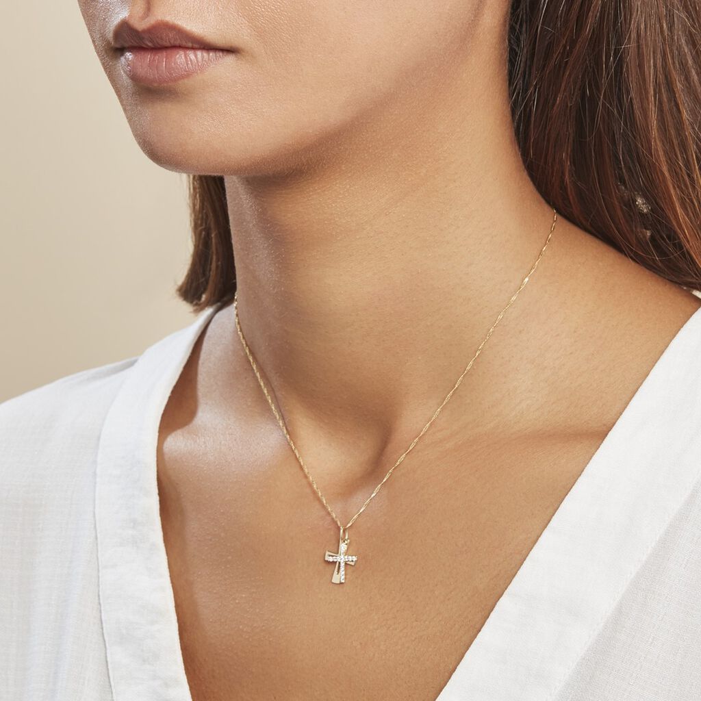 Pendentif Canice Croix Or Jaune Oxyde De Zirconium