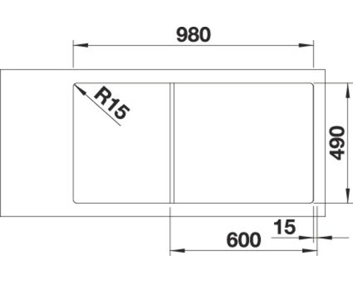 Blanco AXIA III 6 S spoelbak, 1000 x 510 mm, antraciet, zonder multifunctionele kom, 524653, 1 kom, met afdruiprek, kom links