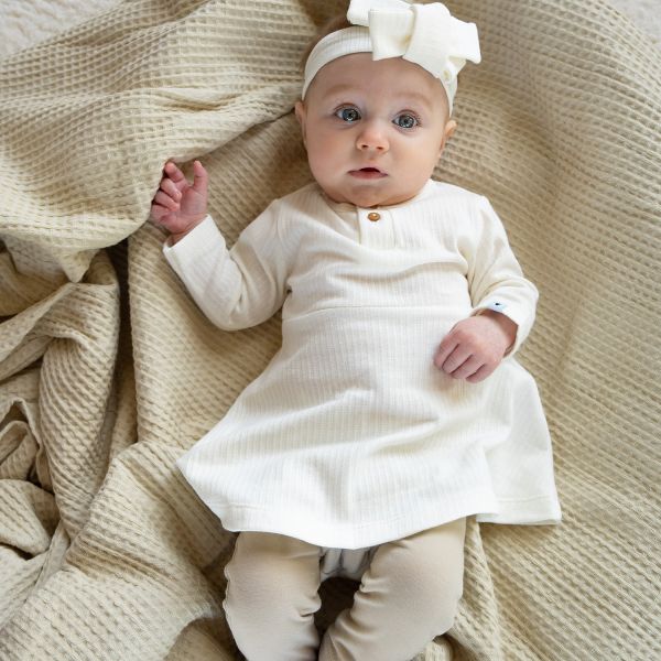 Klein Baby Jurk Rib - Maat 50 - Natural White