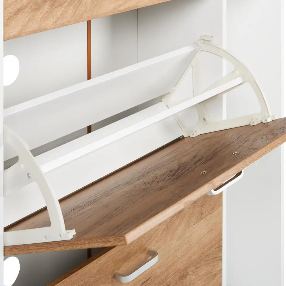 MACKAY - Schoenenkast - Lichthout/Wit - Vezelplaat