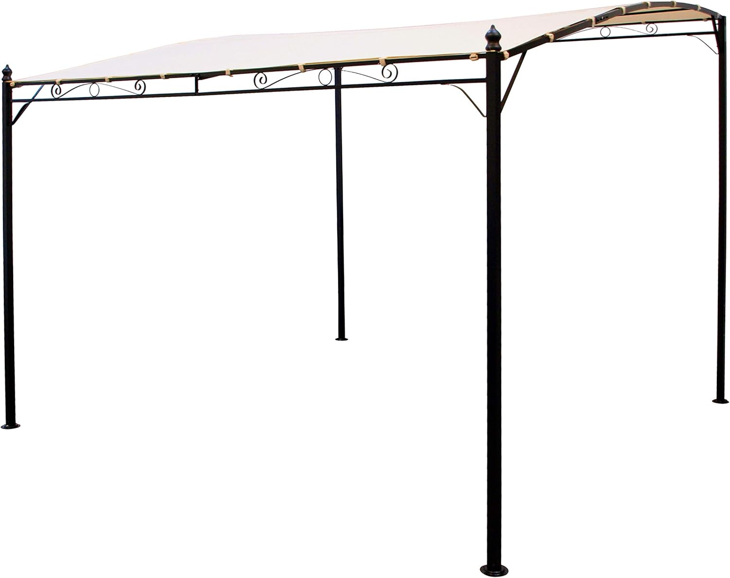 DEGAMO Anbaupavillon Terrassenpavillon Mantova-XL 300 x 300 cm, Stahlgestell schwarz, Dachplane wasserdicht ecrufarben