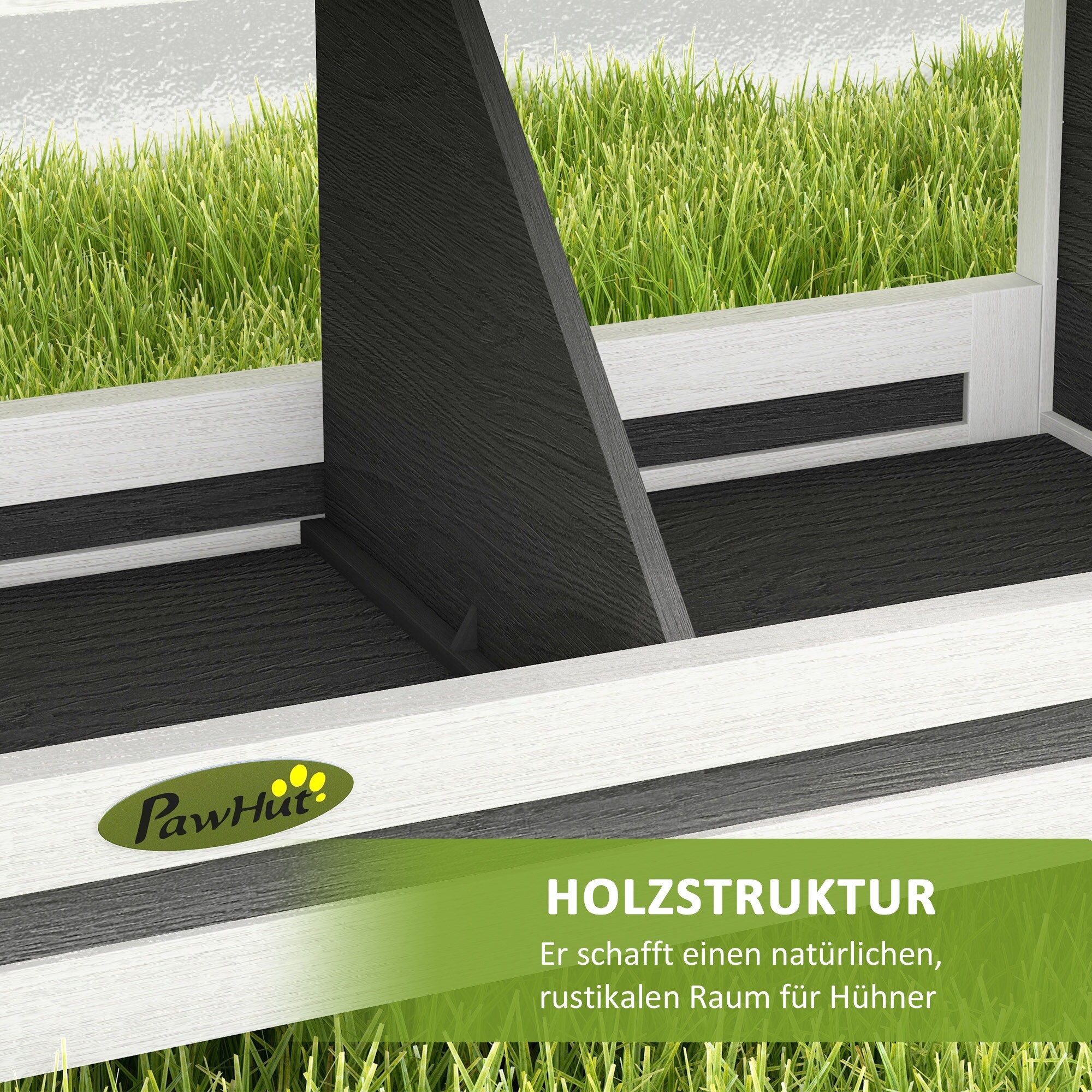 PawHut Nistkasten mit Platz für 2 Hühner schwarz 66L x 37B x 34H cm
