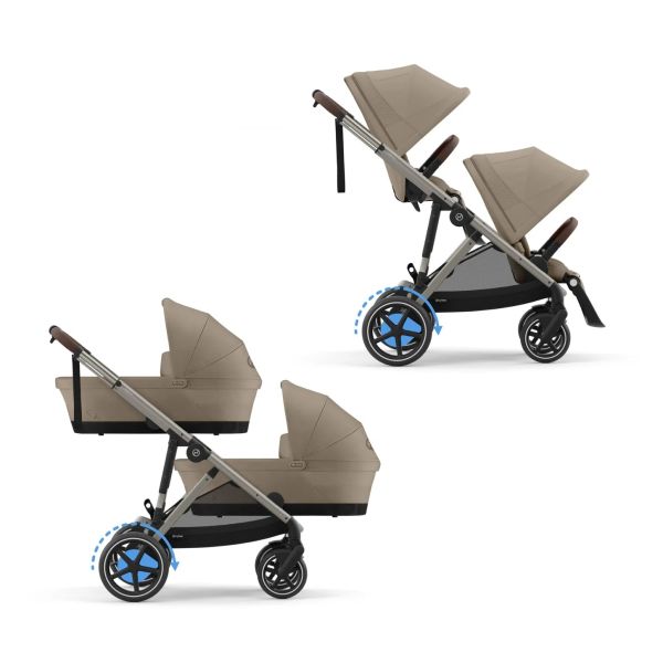 Cybex E-Gazelle S Twin-Kinderwagen Almond Beige / Beige