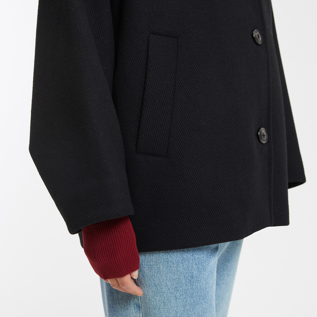 COLEÇÃO LA REDOUTE<br>Casaco curto oversized com fecho de botão