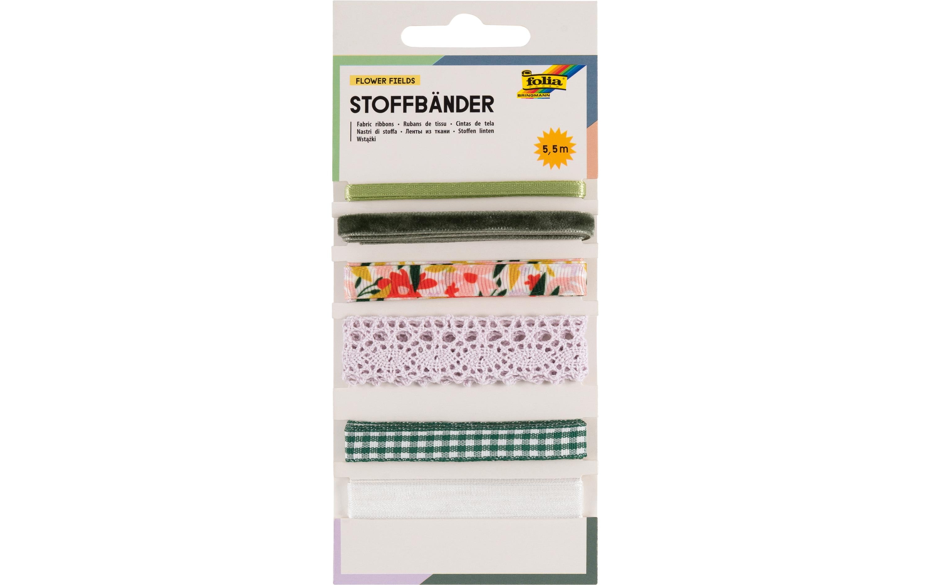 Textilband Flower Fields 5.5 m, Mehrfarbig, 6 StückGeschenkband zur Dekoration von Präsenten