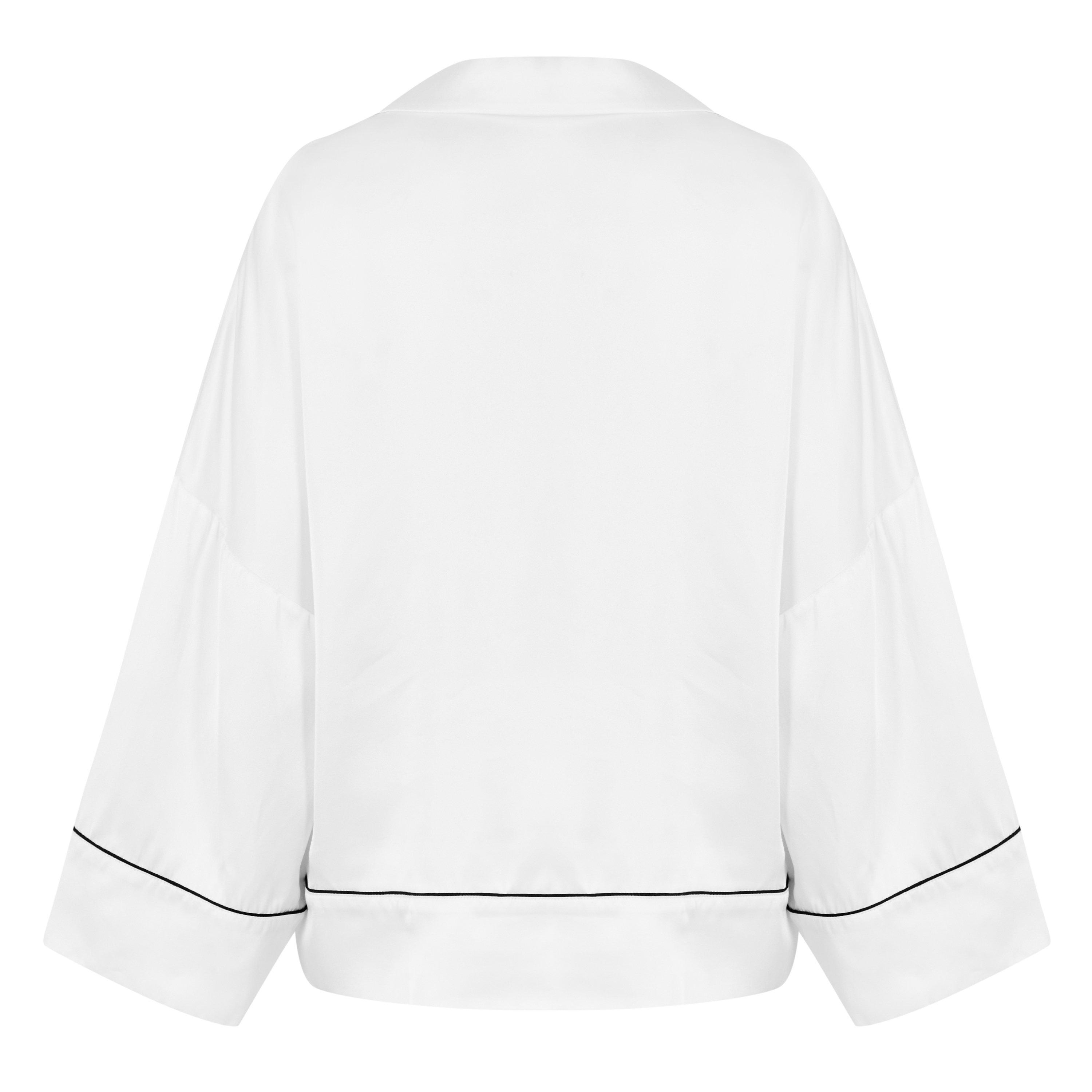 Off White Satin Pyjama Crop Shirt