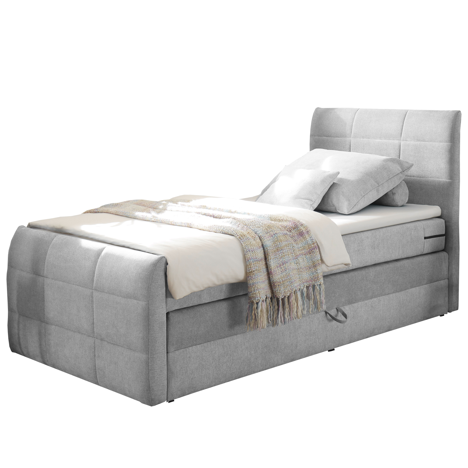 Boxspringbett - silber - H2 - 100x200 cm