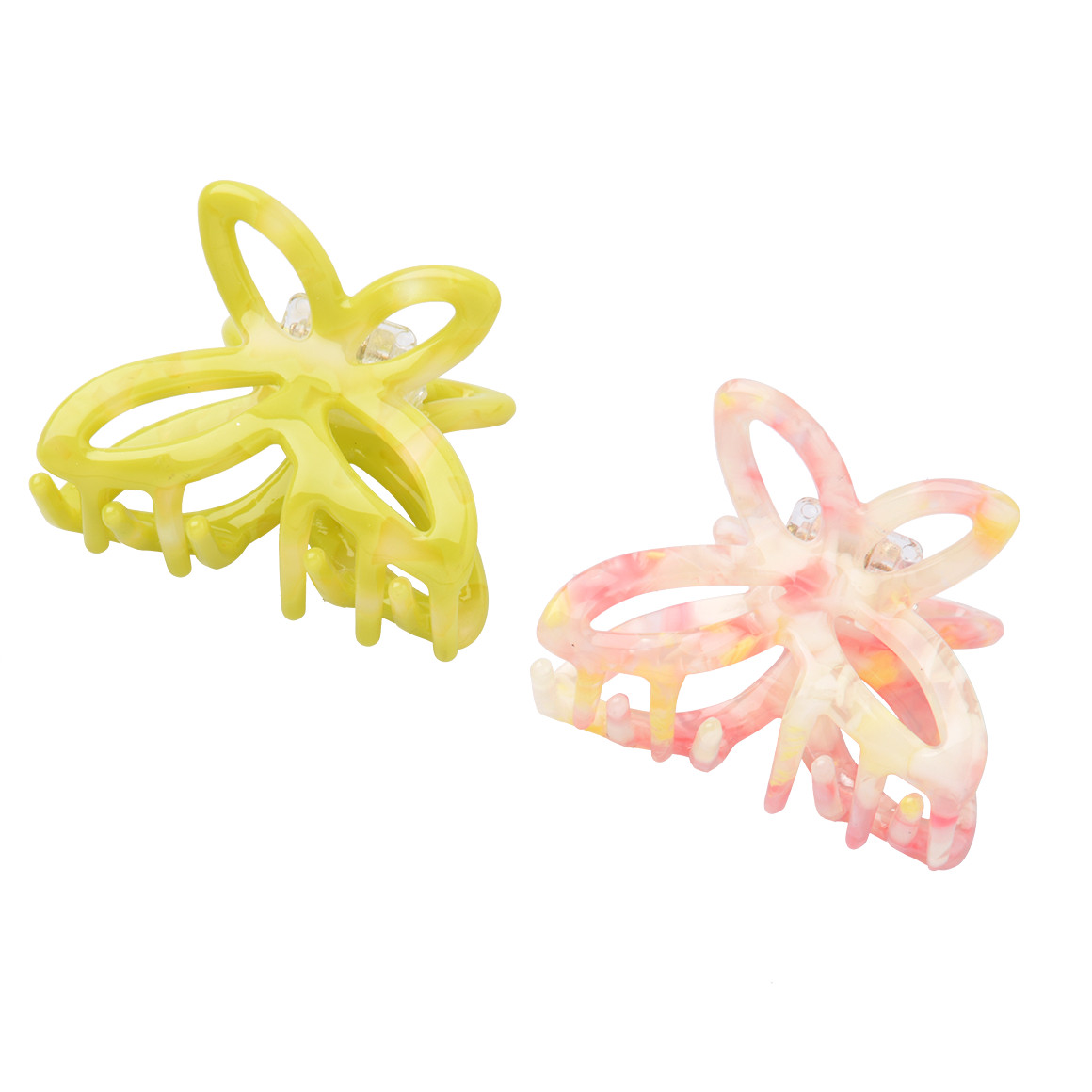 Gina 2 Haarklammer im Schmetterling-Design limette / weiss