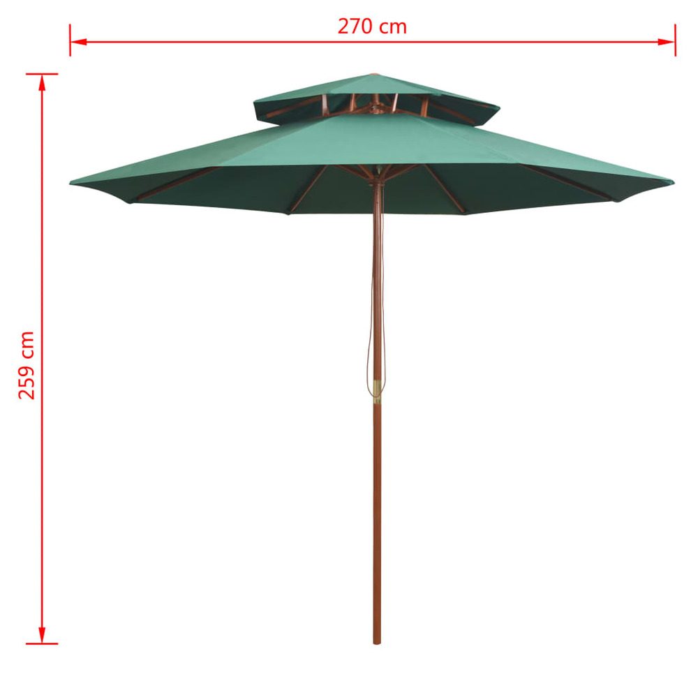Parasol de terrasse 270 x 270 cm poteau en bois vert
