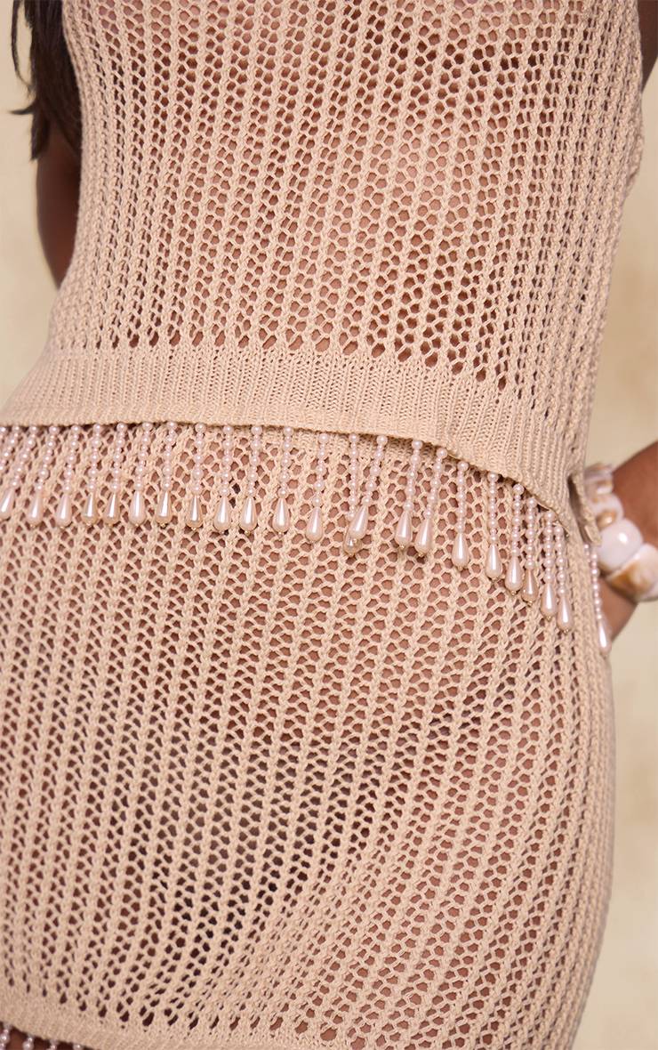 Naturel Haut Dos-nu En Crochet Avec Perles