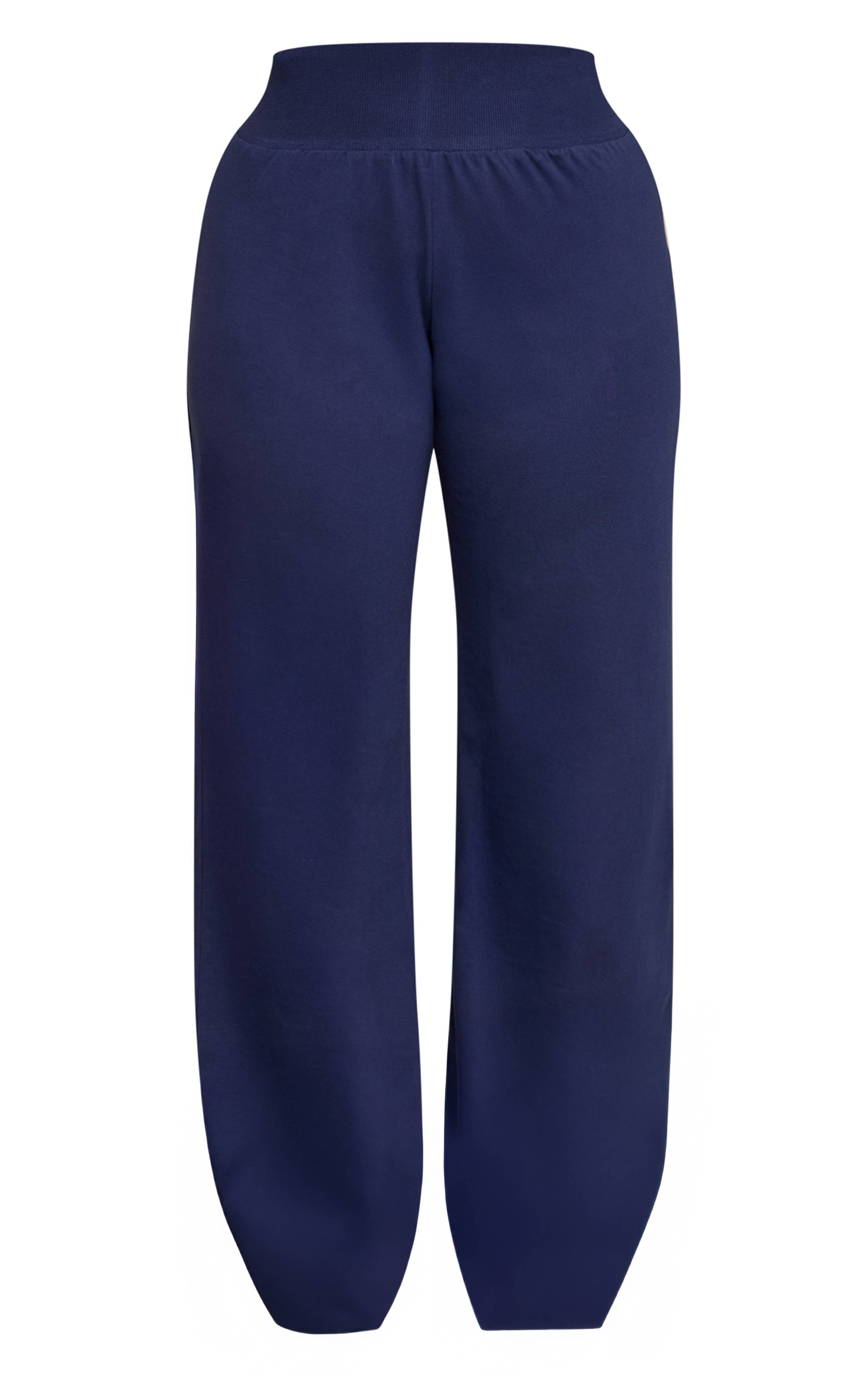 Bleu Marine Pantalon Large Taille Haute Shape Coordonné