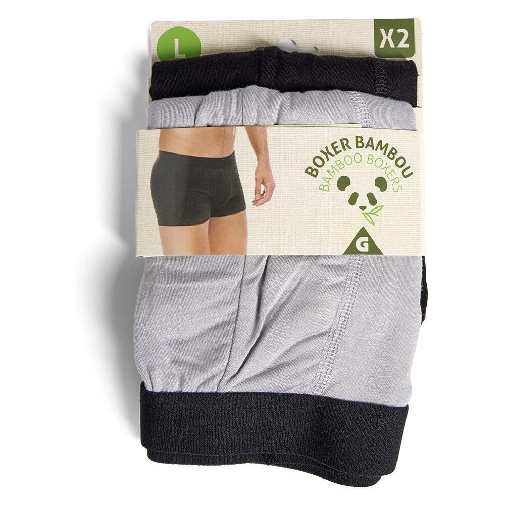 Lot de 2 boxers homme taille L bambou et élasthanne noir