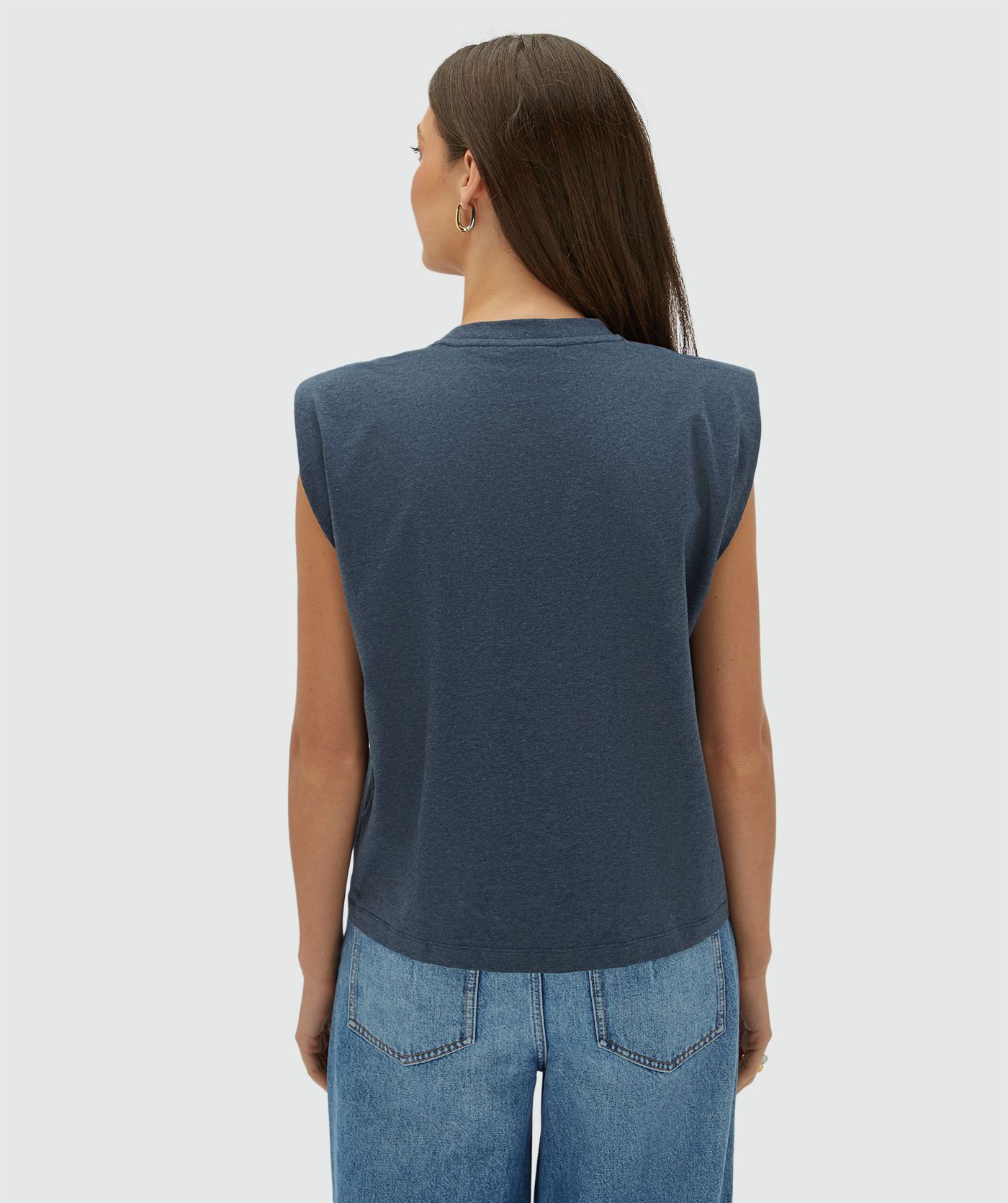 JV-SUE regular fit T-shirt met logo - dark blue melange