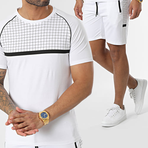 Ensemble Tee Shirt Et Short Jogging E387 Blanc