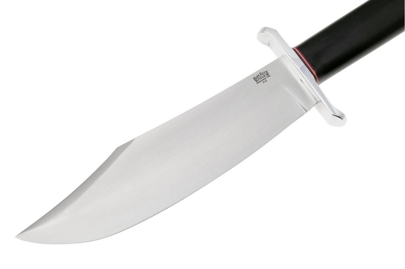 Bark River V-44 Bowie A2 Black Canvas Micarta, Brass Double Quillion, bowie-mes