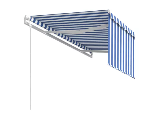 Auvent rétractable automatique avec store 3,5x2,5 m Bleu blanc