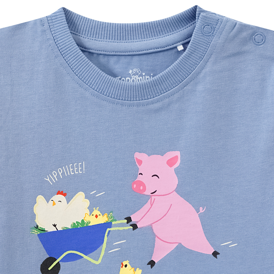 Topomini Baby T-Shirt mit Bauernhof-Print hellblau