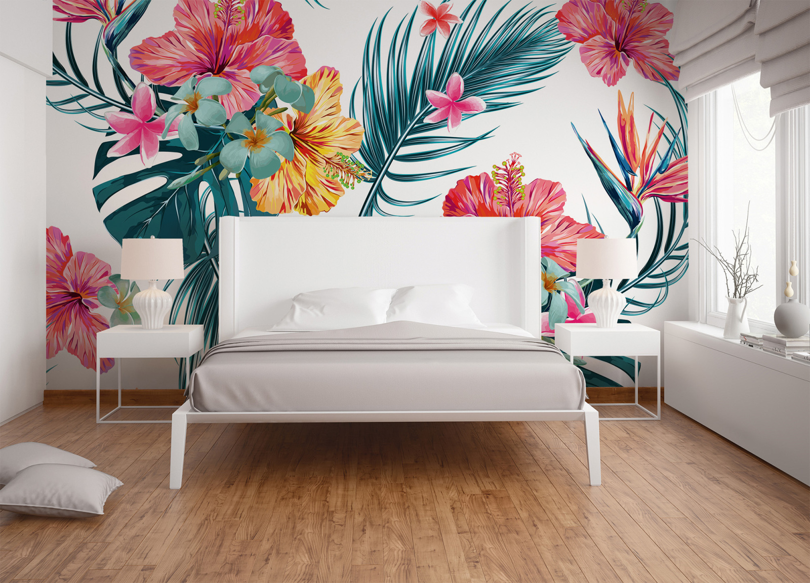 Fototapete DESIGNWALLS - bunt-weiß - Blumen - 2,55 Meter