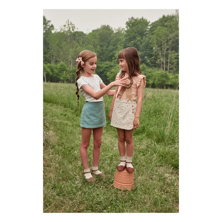 Soor Ploom T-Shirt Manches Volantées Rayé Frill  | Orange
