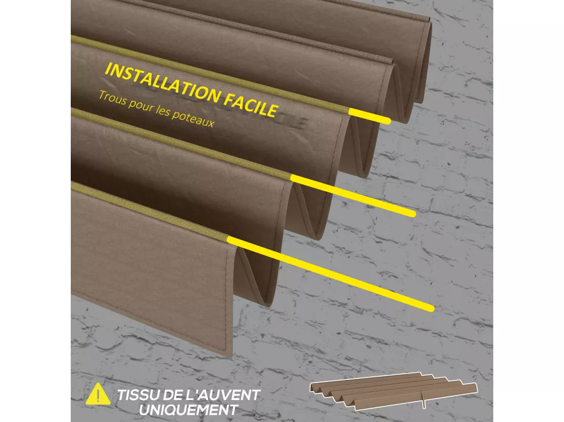 Toile de rechange pour pergola rétractable 3 x 2,15 m polyester haute densité 180 g/m² anti-UV30+ taupe