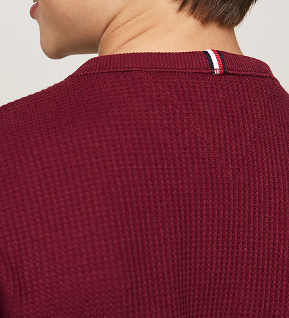Tommy Hilfiger Bluse - Flag Mini Waffle - Deep Rouge