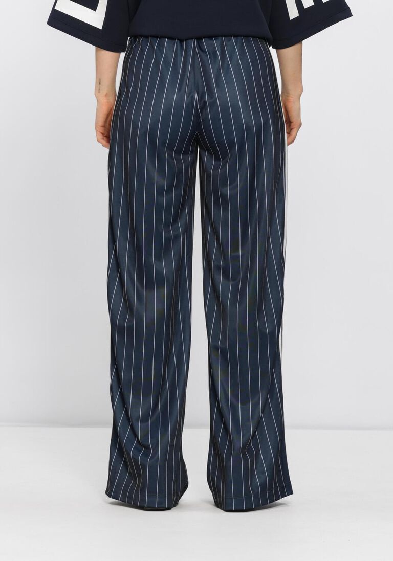 donkerblauwe haute l'amitié broeken baggy pin stripe track tall pants