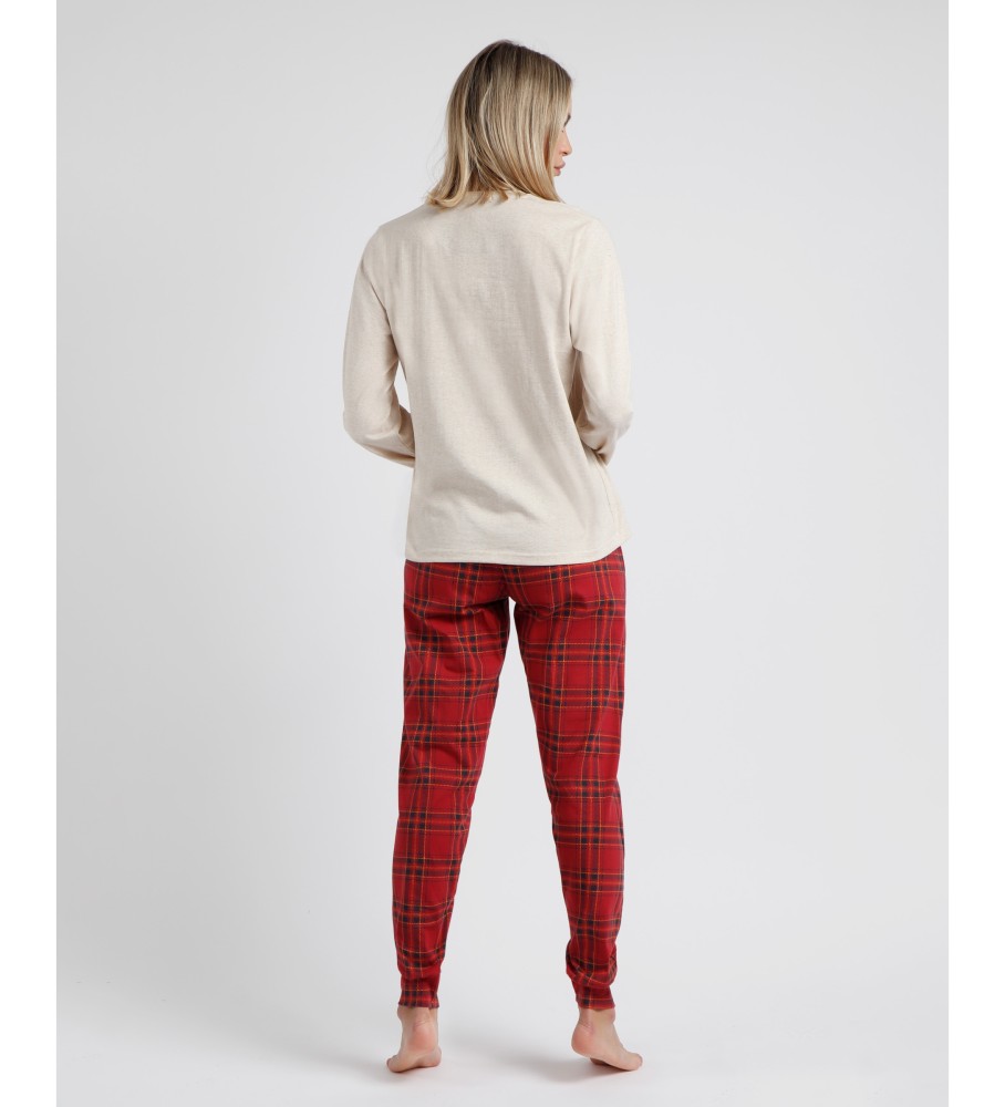 Pijama de manga comprida Admas Keep Walking bege