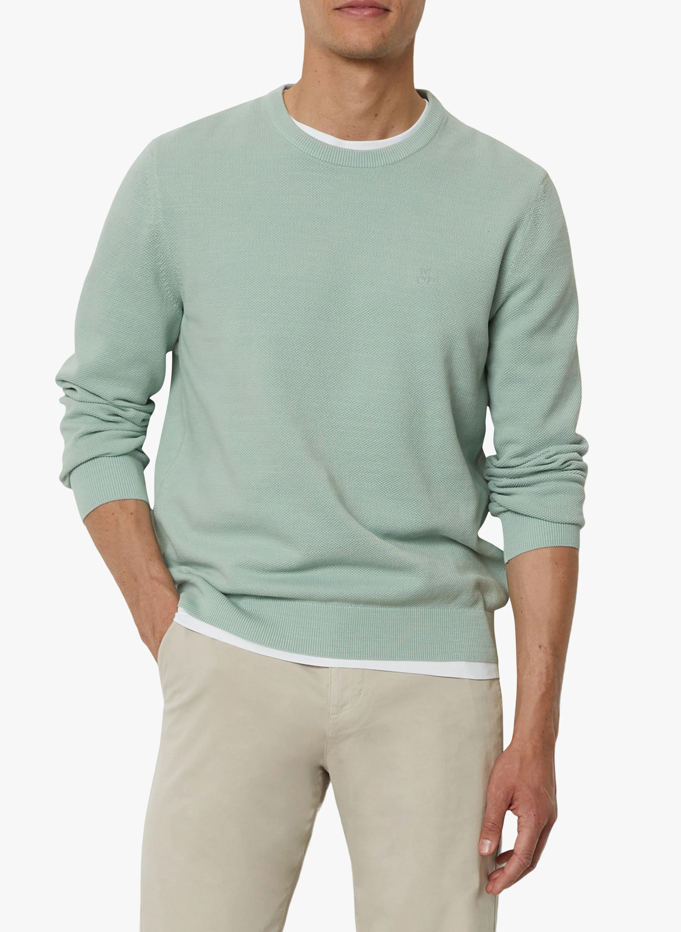 Pull col rond en coton biologique | Bleu