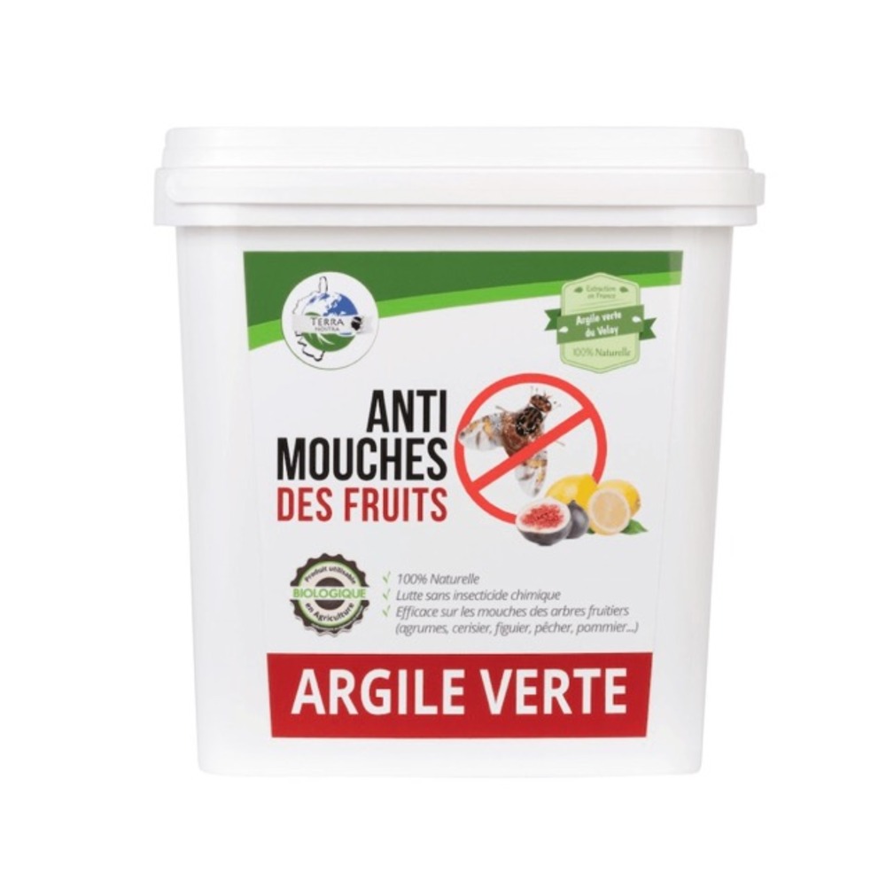 Argile verte anti mouche des fruits - seau 3kg