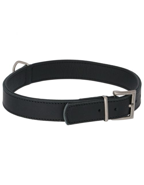 Adori Halsband Vetleder Gevoerd Zwart&Zwart - Hondenhalsband