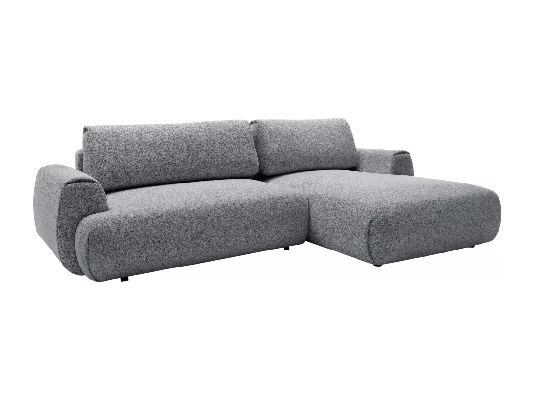 Canapé d'angle droit convertible en tissu texturé gris MONELIA