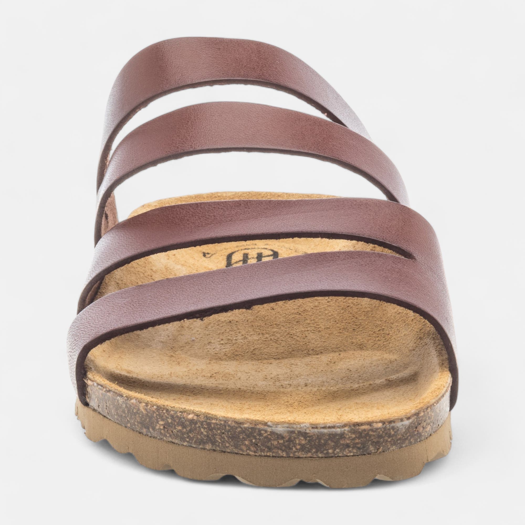 Mules semelle liège Femme en cuir cognac