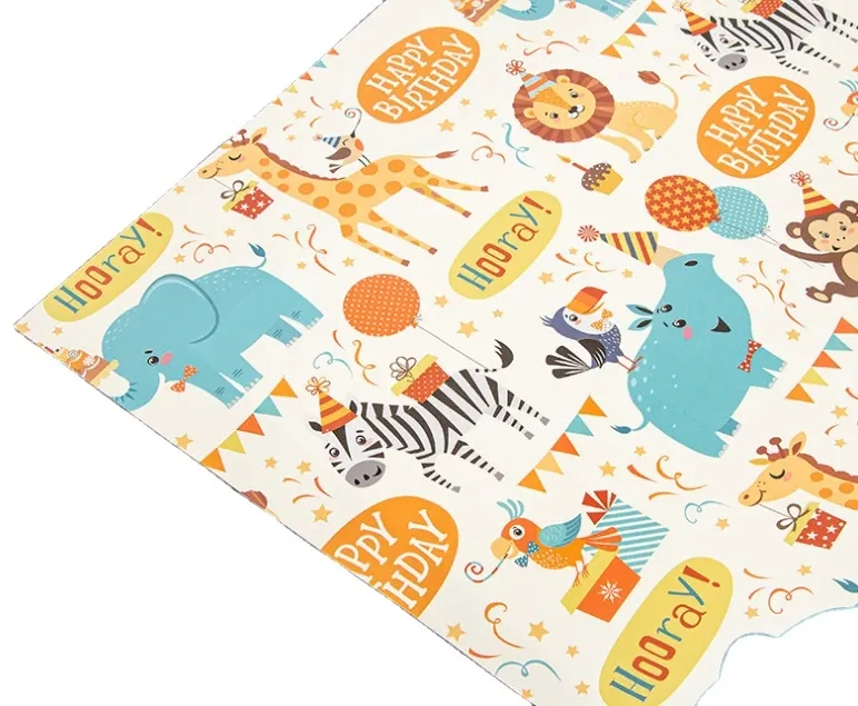 (6er Set) 70x50cm Kinder Geburtstags Geschenkpapier Deko Geschenk Verpackung - Safari Tiere