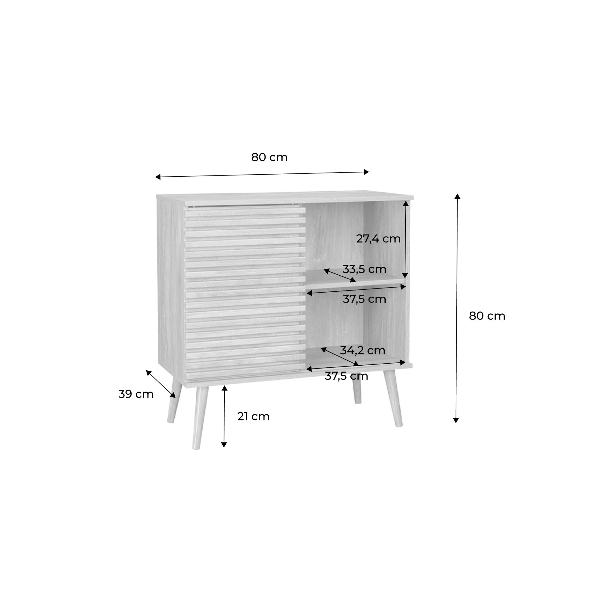 sweeek - Dressoir, B80 x D39 x H80cm