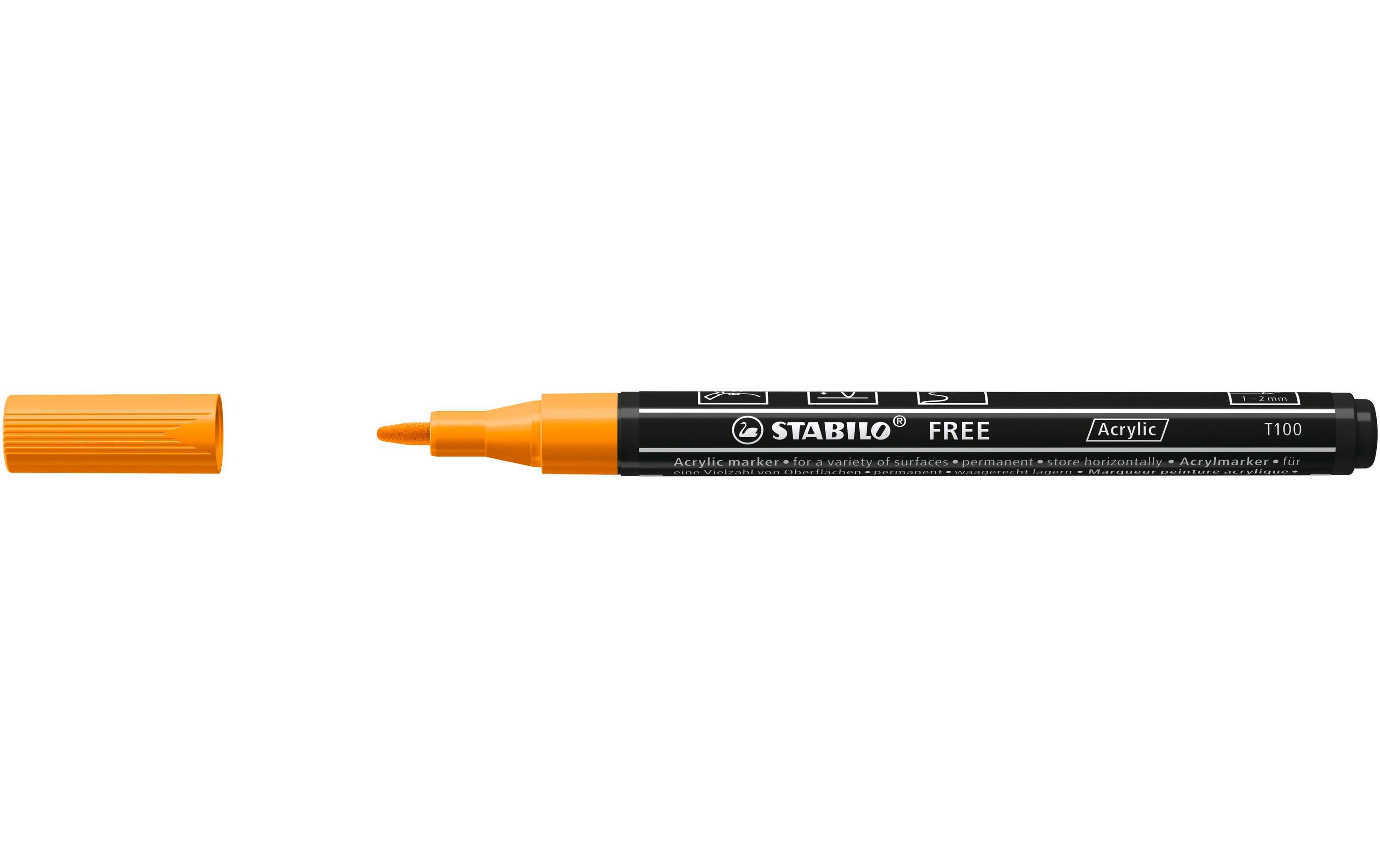 Acrylmarker Free Acrylic T100 OrangeMarker mit pigmentierter, wasserbasierter Tinte