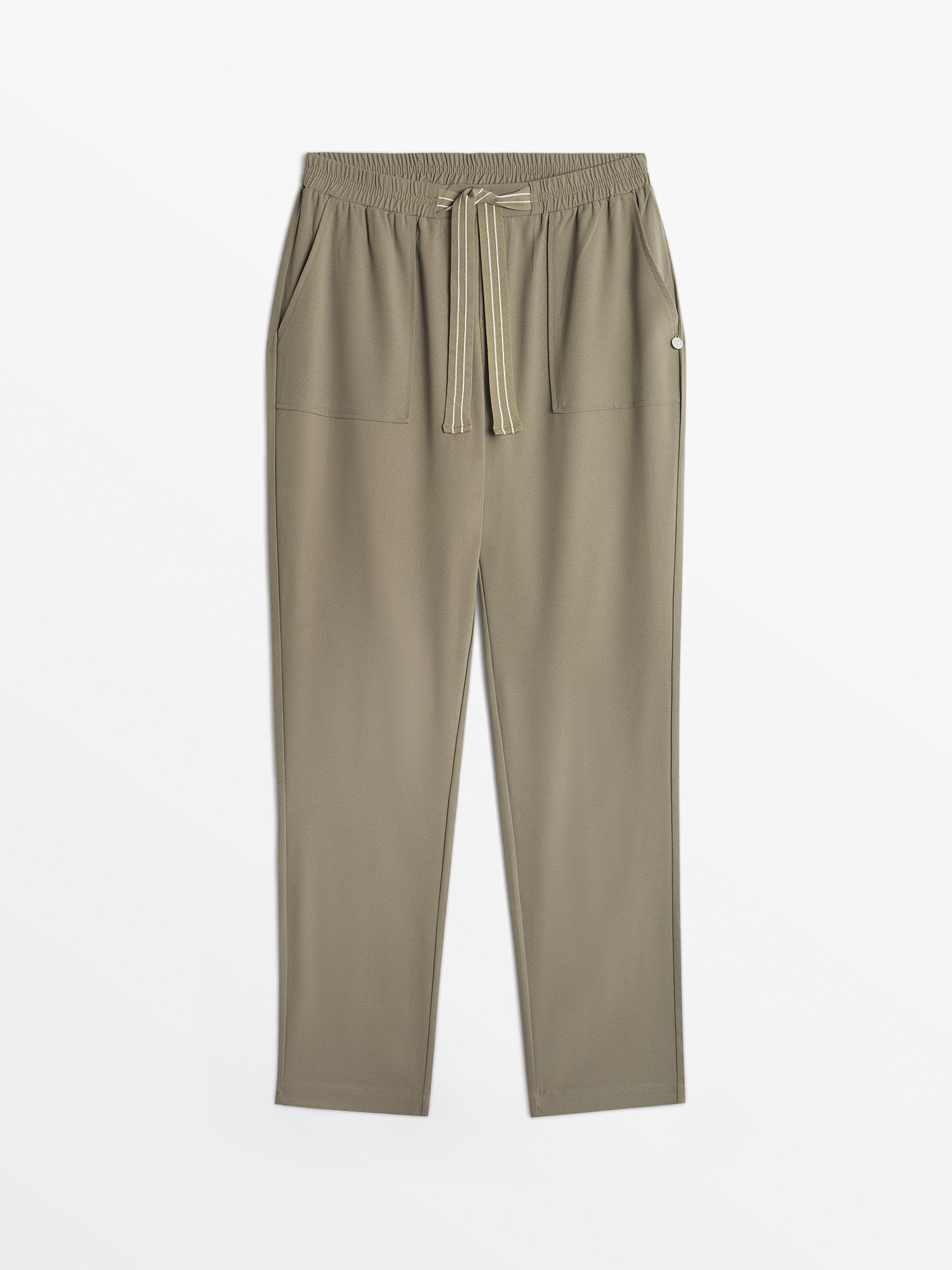 Pantalon Femme Stretch ceinture Elastiquée Kaki