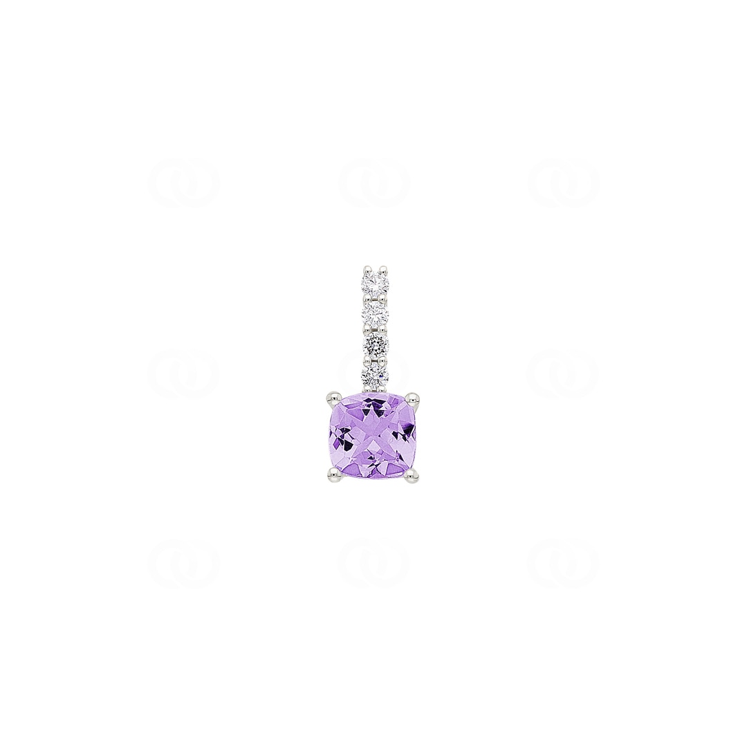 Anhänger 750/18 K Weissgold mit Amethyst & Diamanten 0.09 ct H/si