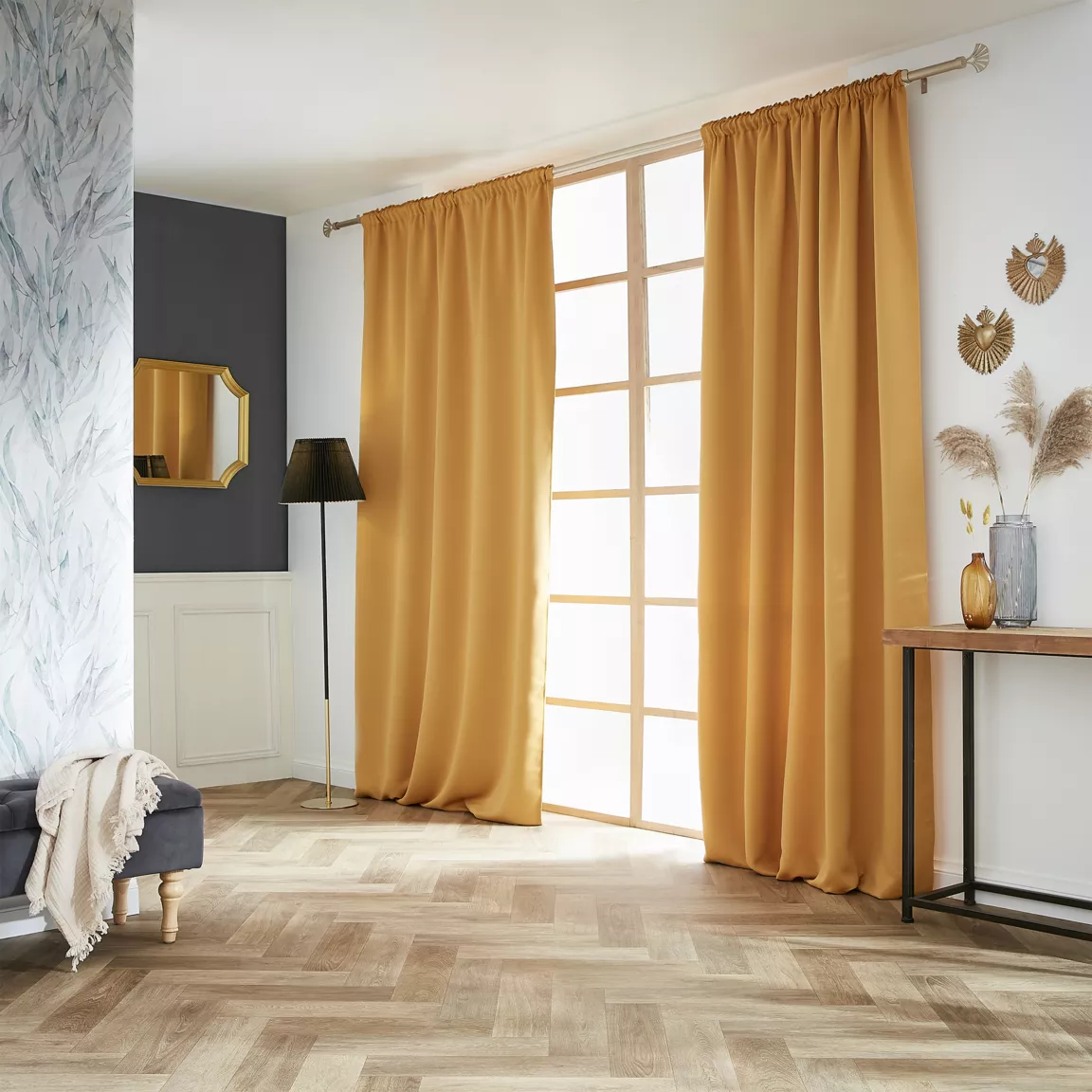 Rideau obscurcissant galon fronceur (140 x 260 cm) Dark Jaune moutarde