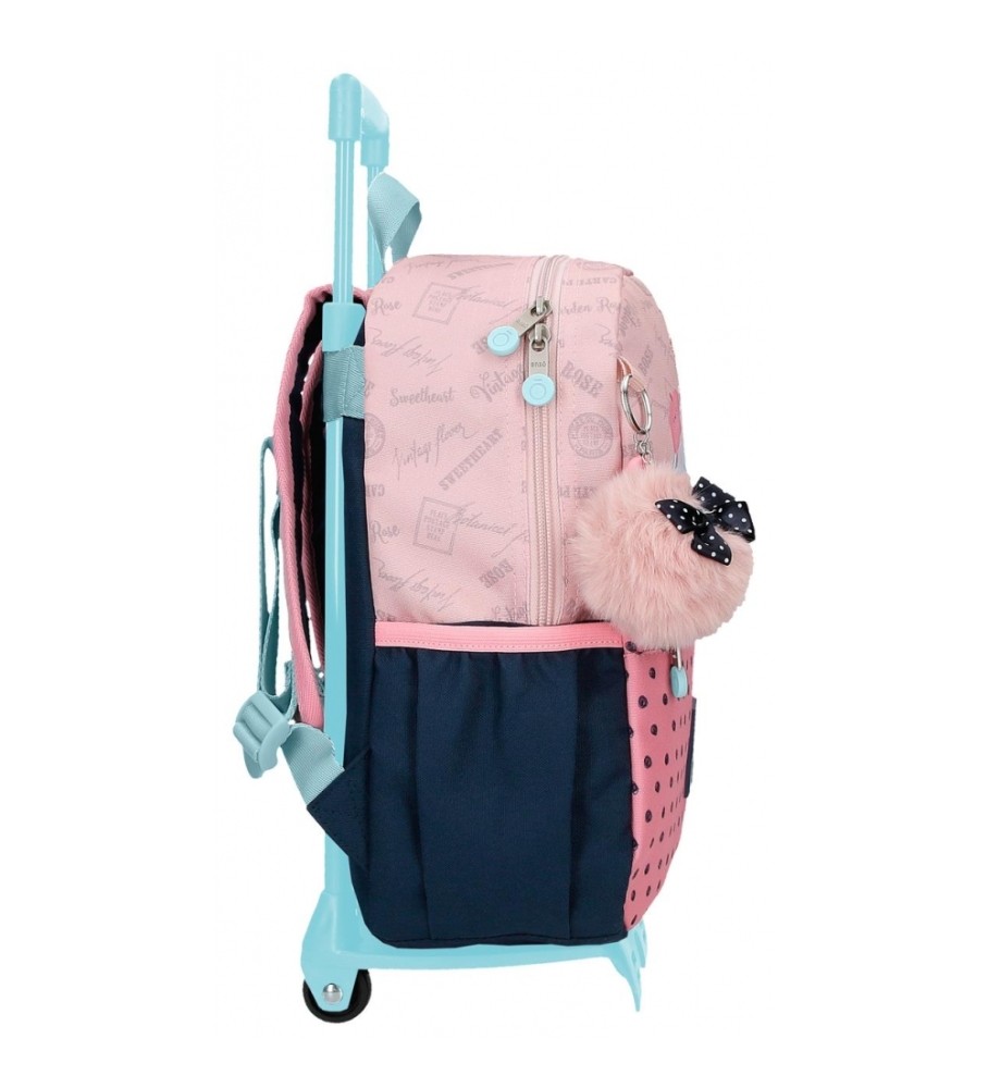 Mochila com carrinho Enso Bonjour 32cm, rosa