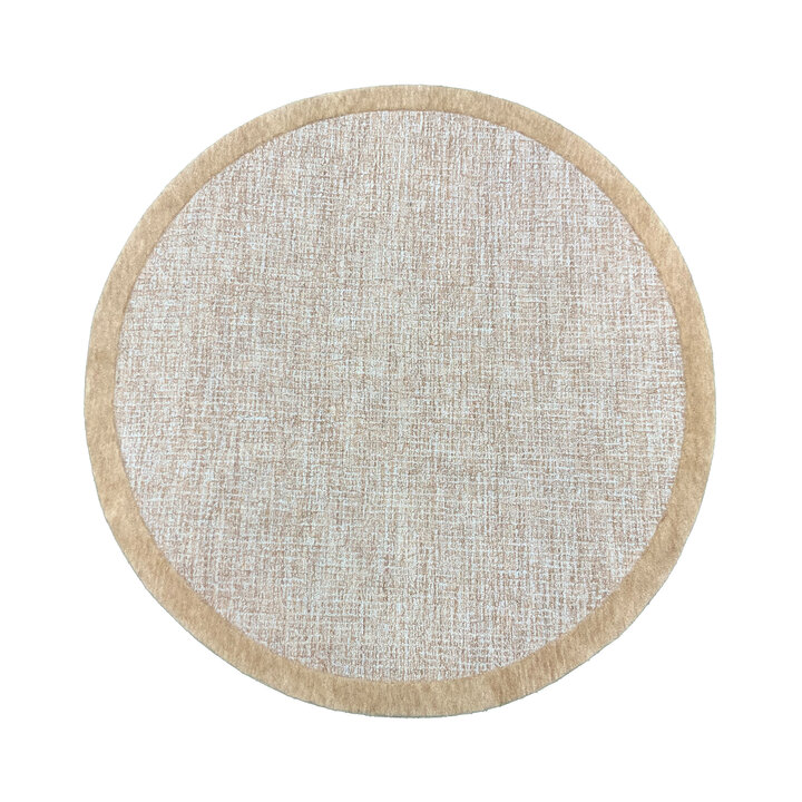 Rond vloerkleed laagpolig - Elena Border Bruin - Handgetuft