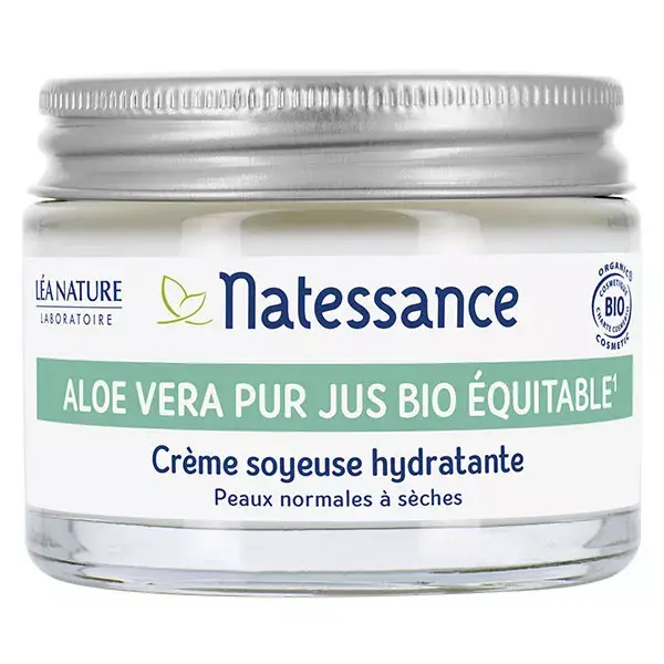 Creme hidratante sedoso com aloe vera orgânica Natessance 50ml