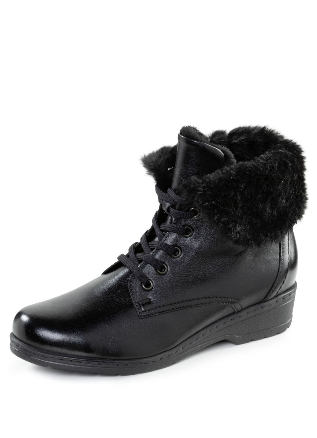 ELENA EDEN Schnür-Stiefelette mit umschlagbarem Lammfellkragen