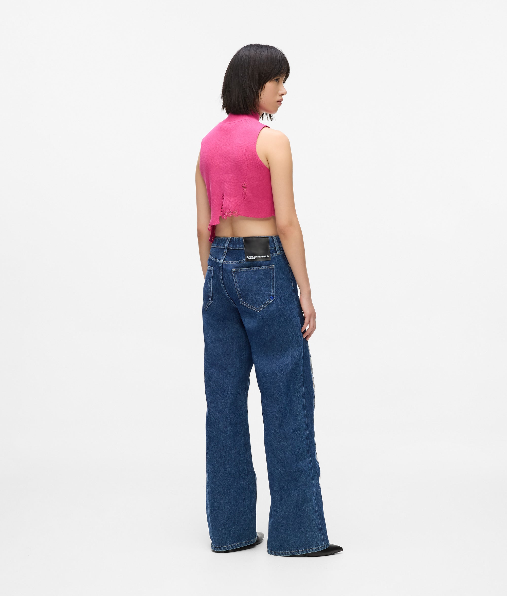 Versleten jeans met halfhoge taille
