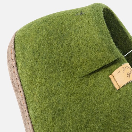 Tofvel Mula Pantoffels groen Schapenwol