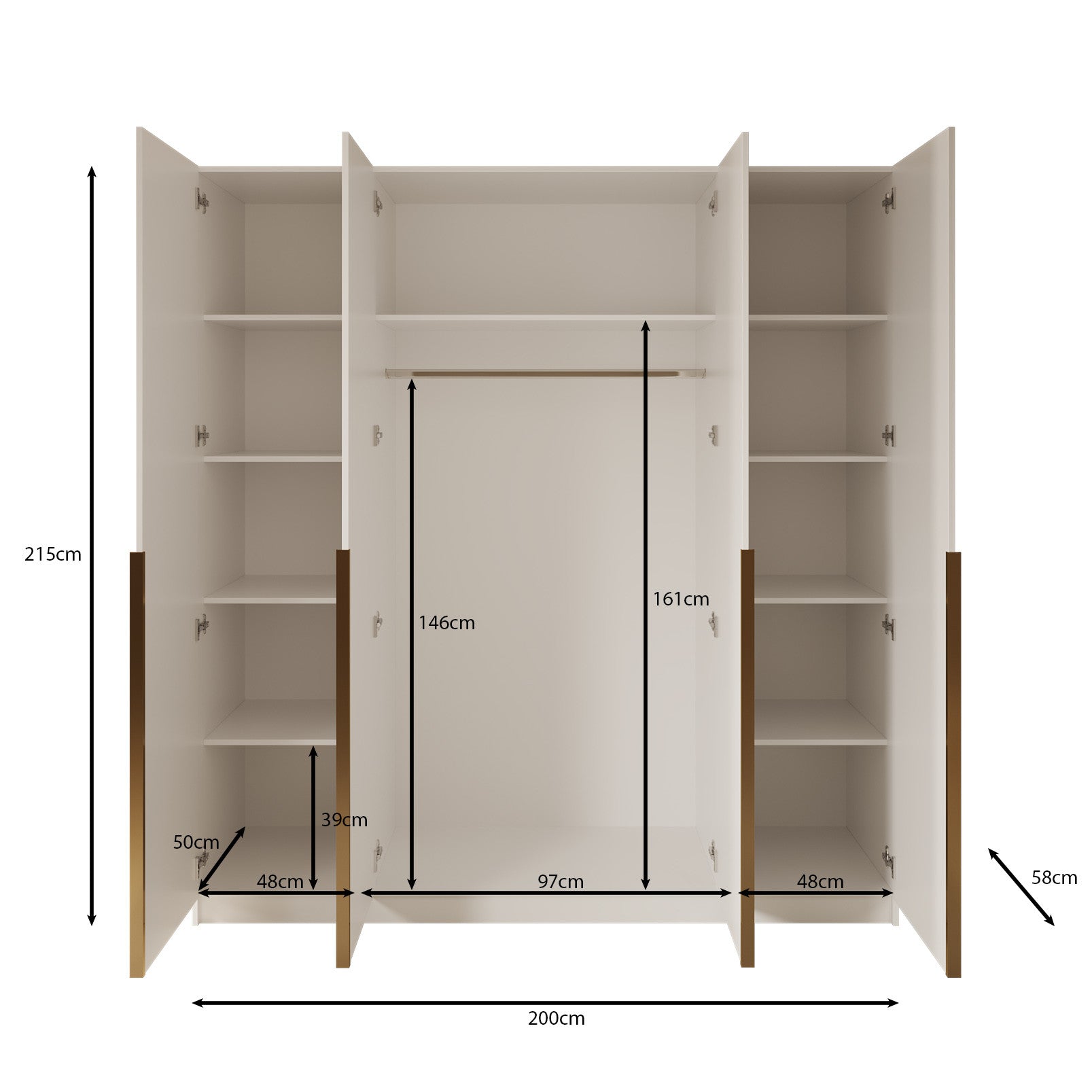 Sabre - Kledingkast 4-deurs - Beige